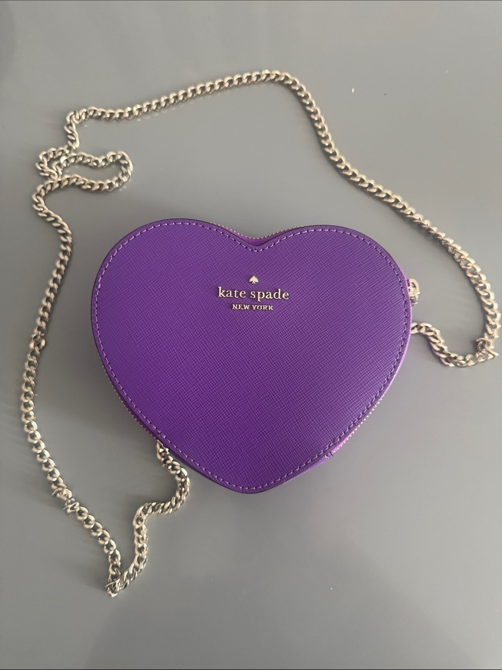 kate spade Purple Heart-Shaped Crossbody with Gold Chain